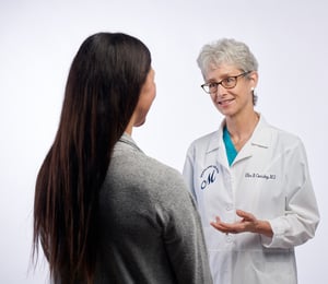 Dr. Comiskey from Moreland OB-GYN, who is NCMP and NAMS certified, consulting a patient about support for her transition through menopause